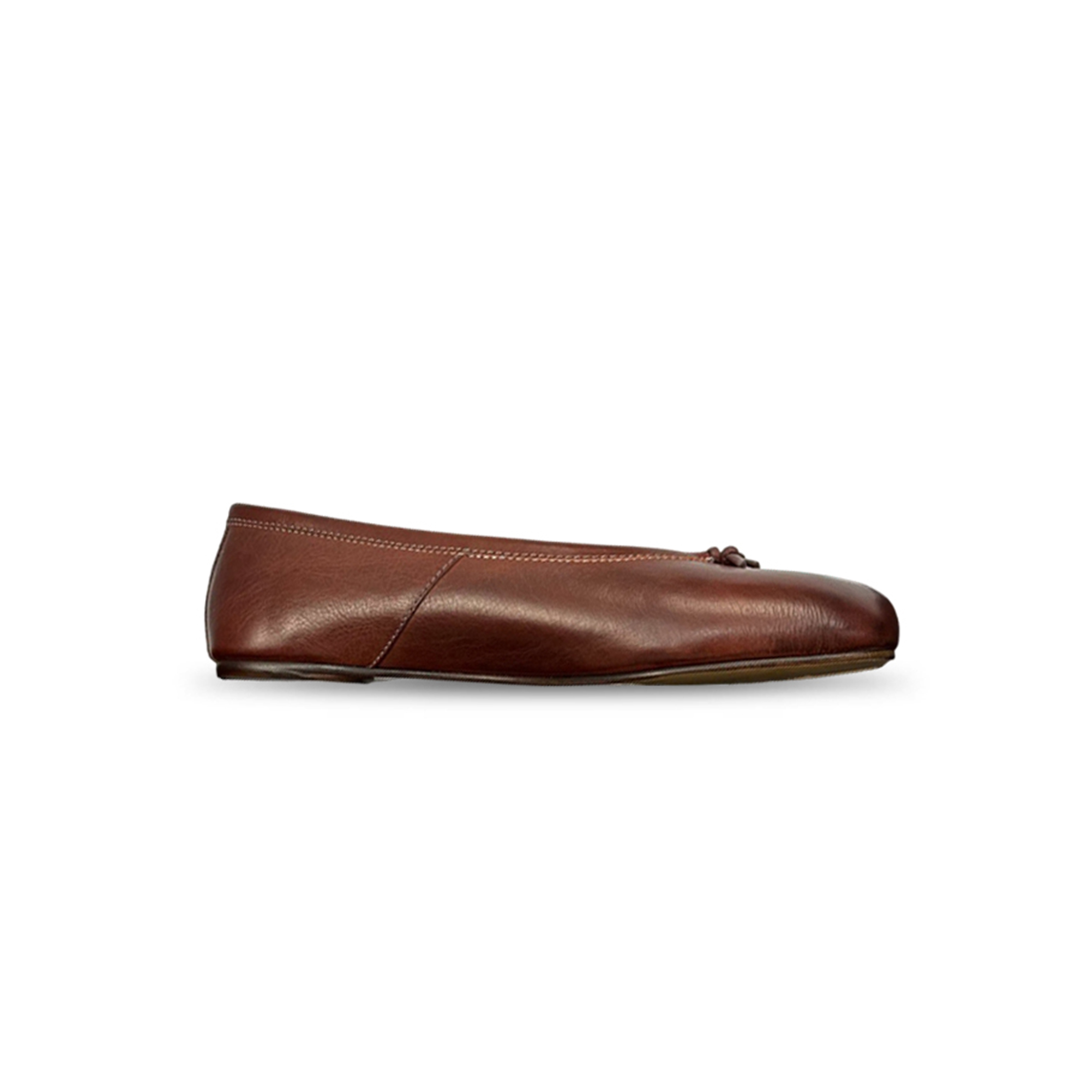 MAISON MARGIELA BROWN LEATHER TABI BALLET FLAT 